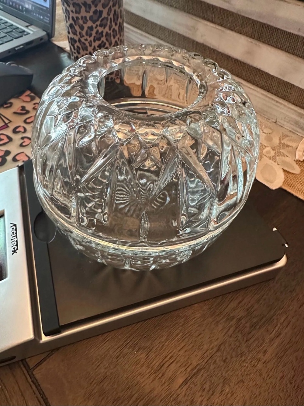 Vintage HOMCO  Clear Pressed Glass Decorative fairy lamp with Diamond Pattern